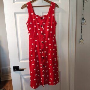 VGUC Monteau Los Angeles Women's Red & White Polka Dot Dress - Sz L